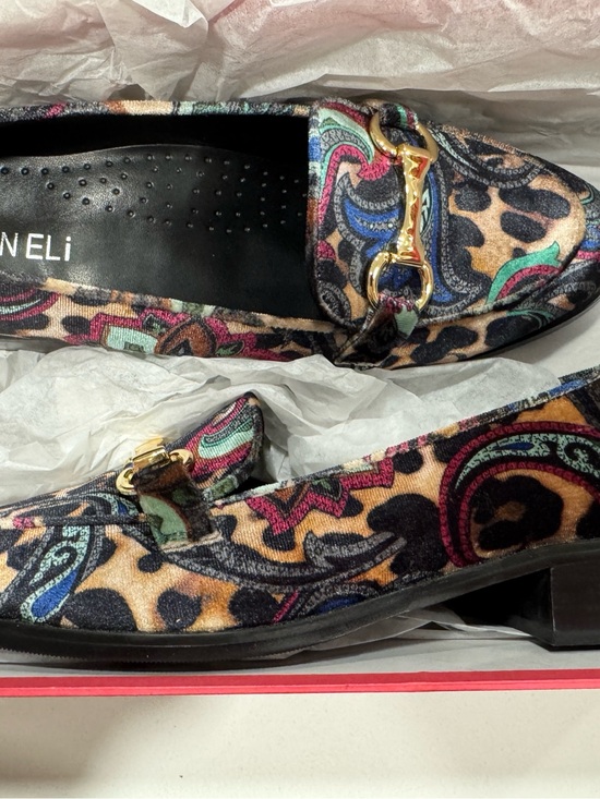Vaneli Shoes - Vaneli Multicolor Paisley & Leopard Velvet Loafers with Gold Bit